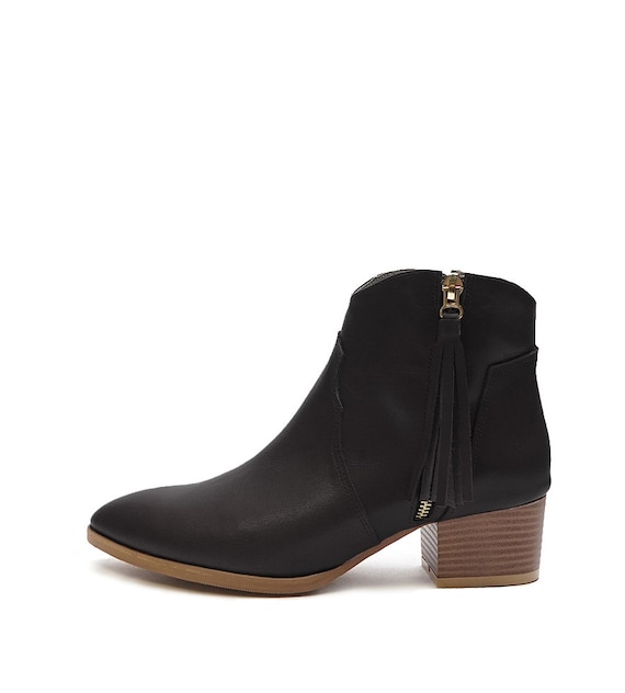 Buy Elwa Black Ankle Leather Boots Leather Women Shoes Ankle