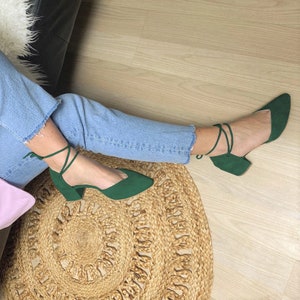 Lara tacones de bloque de corbata de tobillo tacones de | Etsy España
