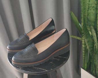Damen Frost Black Leather Slip-On Loafers Size 8 DR SCHOLLS Womens Black Scales 1 main image 3