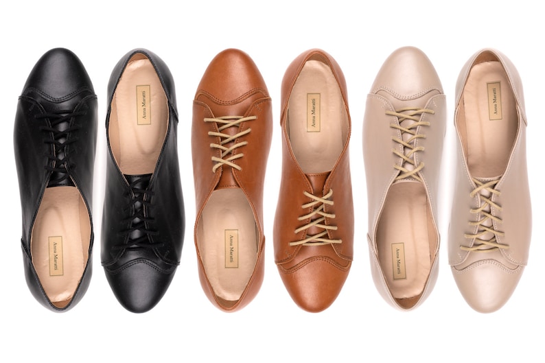 Coco - women shoes,Lace up women shoes,Women oxfords,Leather oxford,Flat shoes,Casual shoes,Handmade oxford,Women black shoes,Camel oxfords image 1