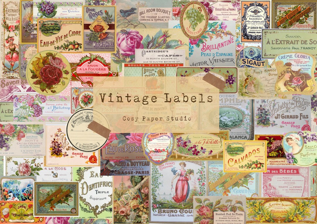 Printable Digital Download Vintage Perfume Label Collection Ephemera ...