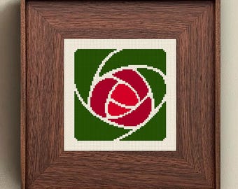 Arts and Crafts Rose Cross Stitch Pattern: Modern Floral Decor (PDF Pattern)