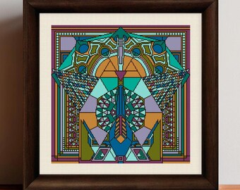 Imperial Peacock Cross Stitch Pattern: Frank Lloyd Wright Art (PDF Pattern)
