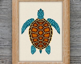 Sea Turtle Cross Stitch Pattern: Ocean Life Embroidery (PDF Pattern)