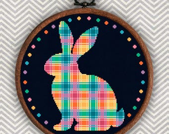 Easter Rabbit Cross Stitch Pattern: Spring wall decor (PDF Download)