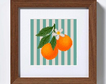 Oranges Cross Stitch Pattern: Fruits Embroidery decor for Kitchen (PDF Pattern)