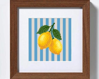 Lemons Cross Stitch Pattern: Fruits Embroidery decor for Kitchen (PDF Pattern)