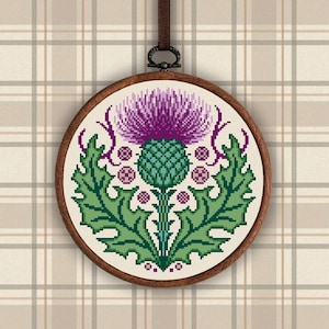 Thistle cross stitch pattern, Floral cross stitch, Scotland cross stitch, Scottish embroidery wall decor, Flower cross stitch pdf download