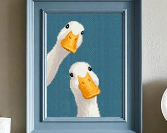 Geese Cross Stitch Pattern: Funny Embroidery Decor (PDF)