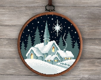 Christmas House Snow Globe Project Bag · Wild Violet Cross Stitch