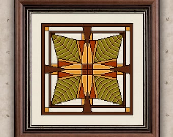 Frank LLoyd Wright, Thomas House Glass Art Cross Stitch Pattern