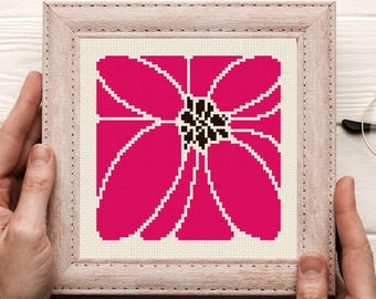 Modern Flower Cross Stitch Pattern: Geometric Floral Decor (PDF Pattern)