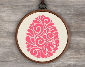 Pink Easter Egg Cross Stitch Pattern: Spring Embroidery (PDF Pattern)