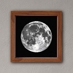 Moon cross stitch pattern, Full moon embroidery pattern, Universe cross stitch, Moon hoop art, Space cross stitch, Modern cross stitch pdf