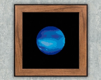 Neptune Planet Cross Stitch Pattern: Universe Embroidery (PDF Pattern)