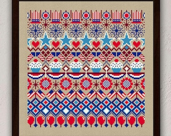 4th of July Independence Day Cross Stitch Pattern: USA Patriotic Design (PDF Downloadable Chart)