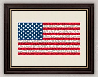 USA flag cross stitch pattern, American flag wall decor, 4th of july decor, Patriotic cross stitch chart, Independence day cross stitch PDF