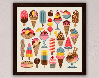 Ice Cream Cross Stitch Pattern: Summer Sampler (PDF Pattern)