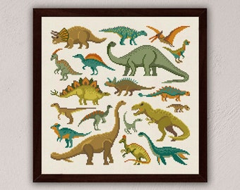 Dinosaurs cross stitch pattern, Dino cross stitch pdf, Dinosaurs embroidery art, Kids cross stitch, Animals cross stitch Dino lovers xstitch