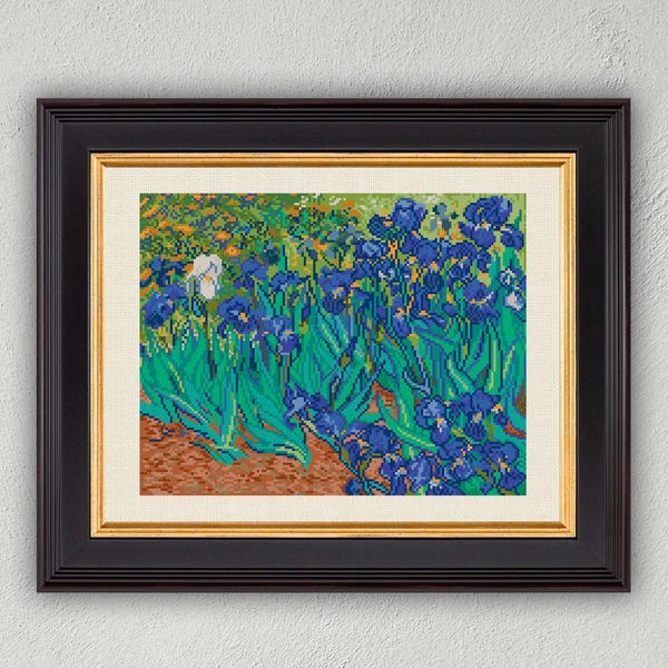 Van Gogh Irises Cross Stitch Pattern: Masterpiece Embroidery (PDF)