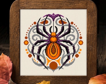 Halloween Spider Cross Stitch Pattern: Gothic Embroidery Chart (PDF Pattern)
