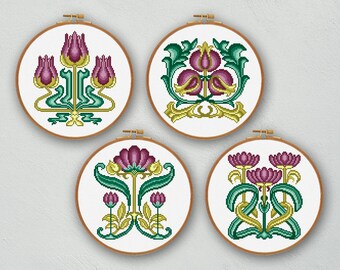 Nouveau Cross Stitch Etsy