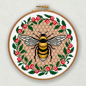 Bumble bee cross stitch pattern, Insect cross stitch, Bee embroidery art, Entomology art, Digital download, Nature cross stitch pdf chart