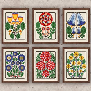Set vintage bloemen kruissteekpatroon, Gustav Marisch gestileerde bloemen borduurkaart, bloemen kruissteek, retro kruissteek decor