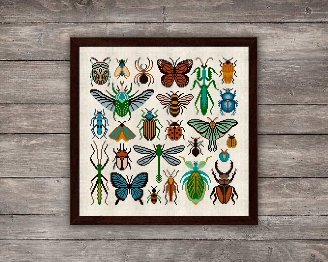 Insects Cross Stitch Pattern, Bugs Cross Stitch Pdf Download