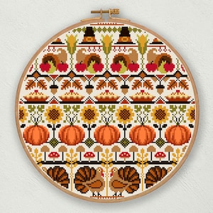 Thanksgiving cross stitch pattern, Harvest cross stitch pdf, Fall cross stitch, Thanksgiving embroidery decor, Autumn cross stitch sampler