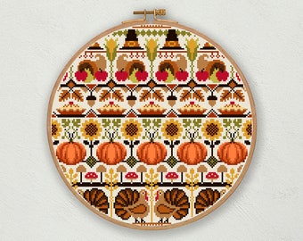 Thanksgiving cross stitch pattern, Harvest cross stitch pdf, Fall cross stitch, Thanksgiving embroidery decor, Autumn cross stitch sampler