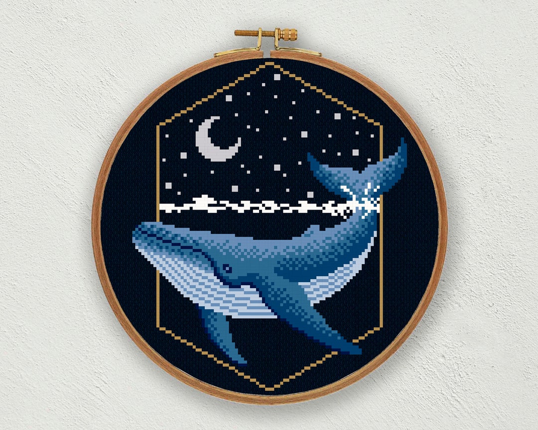 Whale Cross Stitch Pattern, Whale Cross Stitch Pdf, Instant Cross Stitch  Pattern, Easy Cross Stitch, Beginner Cross Stitch, Blue Whale Art 
