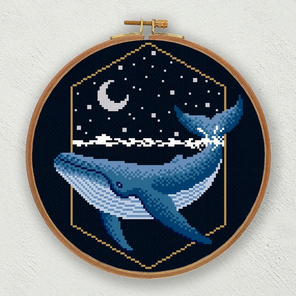 Whale cross stitch pattern, Humpback whale embroidery pattern, Ocean cross stitch pdf, Sea life cross stitch, Whale wall art, Coastal decor