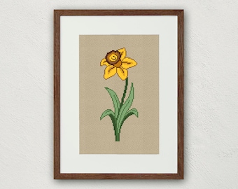 Daffodil Cross Stitch Pattern: March Birth Flower (PDF)