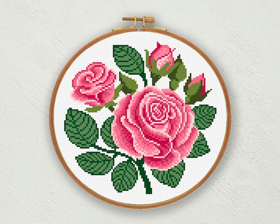 Ethnic Flower Cross Stitch Kit for Beginners with Easy Counted Pattern DIY  Kit