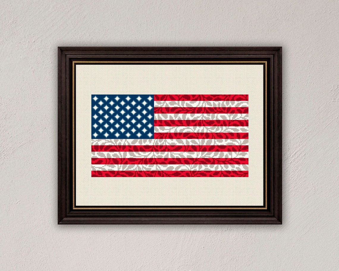 USA Flag Cross Stitch Pattern American Flag Wall Decor 4th - Etsy