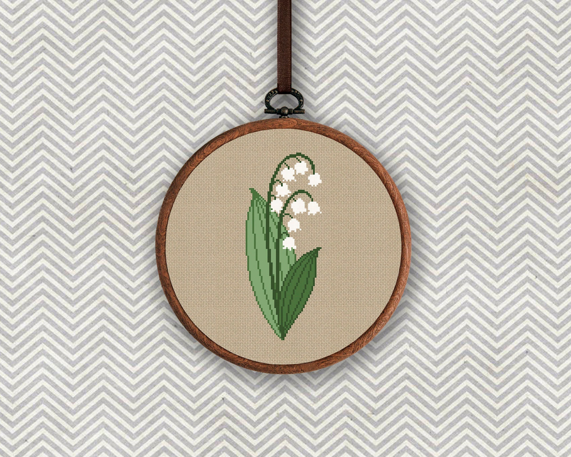 Lily of the Valley Cross Stitch Pattern, May Birth Flower Counted