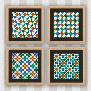 アルハンブラ宮殿のタイルのクロスステッチ パターンのセット、アラビアのタイルの刺繍アート、アルハンブラ宮殿のモザイクの壁の装飾、幾何学模様、モダンなクロスステッチ