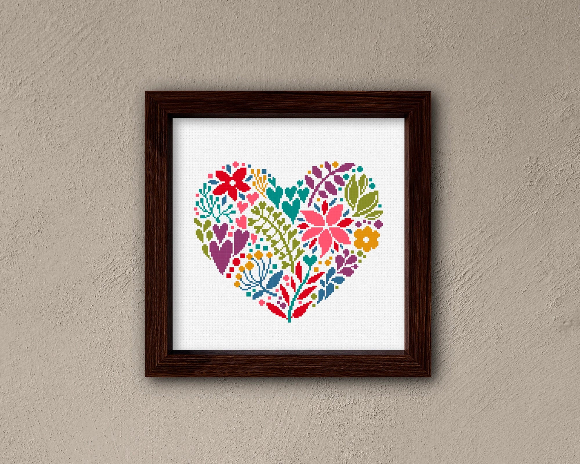 Book Heart Cross Stitch Pattern, Cute Modern Pattern for Book