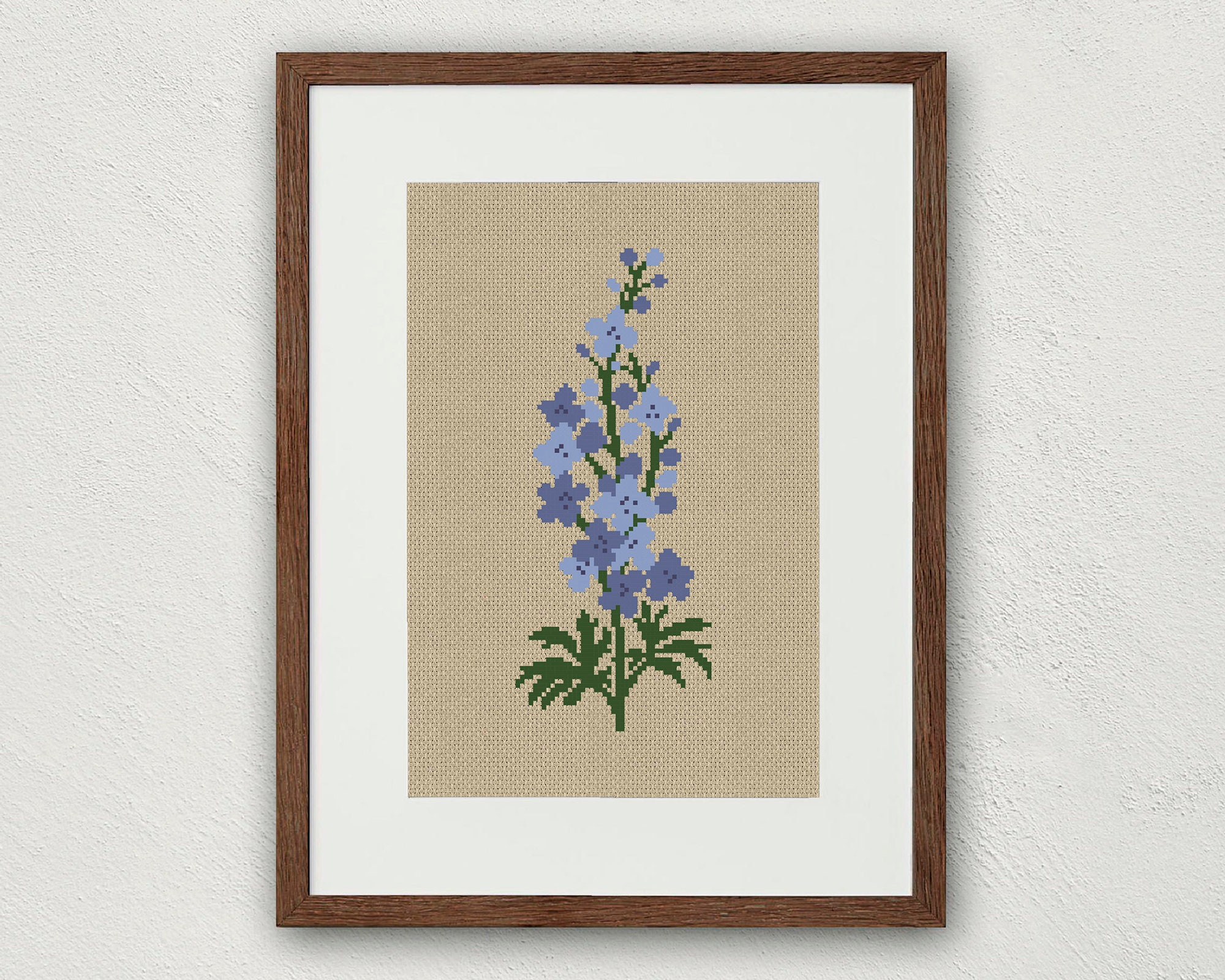 花＊花 ページ ラークスパーのクロスステッチ パターン、デルフィニウムのクロス