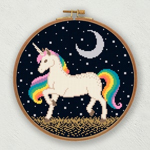 Unicorn cross stitch pattern, Believe in unicorns embroidery pattern, Magical cross stitch pdf, Nursery cross stitch, Unicorn pattern decor