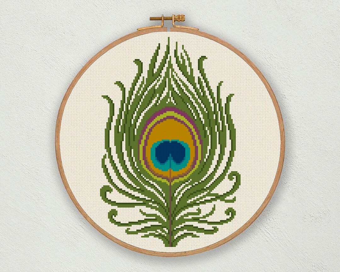 Peacock Feather Cross Stitch Pattern Peacock Cross Stitch Etsy