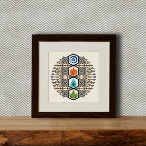 Nature Elements Cross Stitch Pattern, Mystical Cross Stitch, Tribal