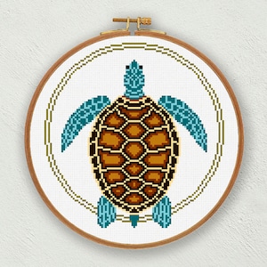 Sea turtle cross stitch pattern, Turtle embroidery pdf chart, Sea counted cross stitch, Ocean life instant download pattern, Coastal decor