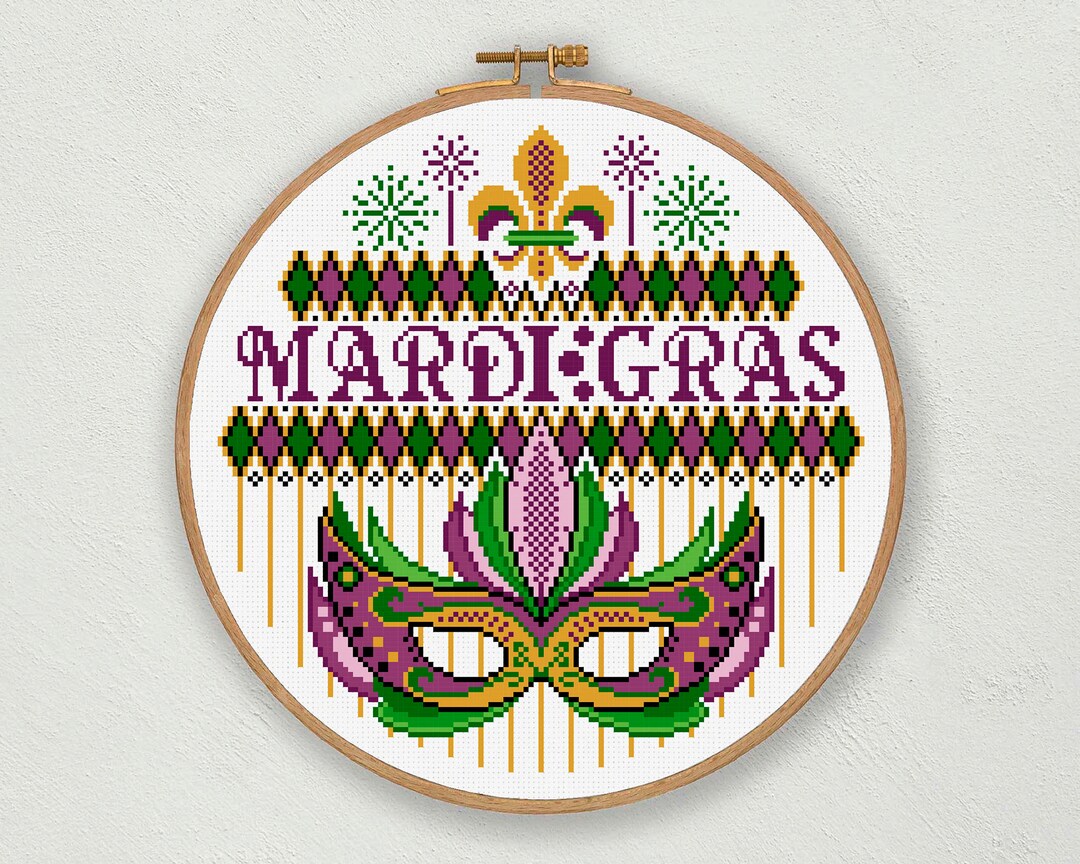 Mardi Gras Cross Stitch Pattern Mask Cross Stitch New - Etsy