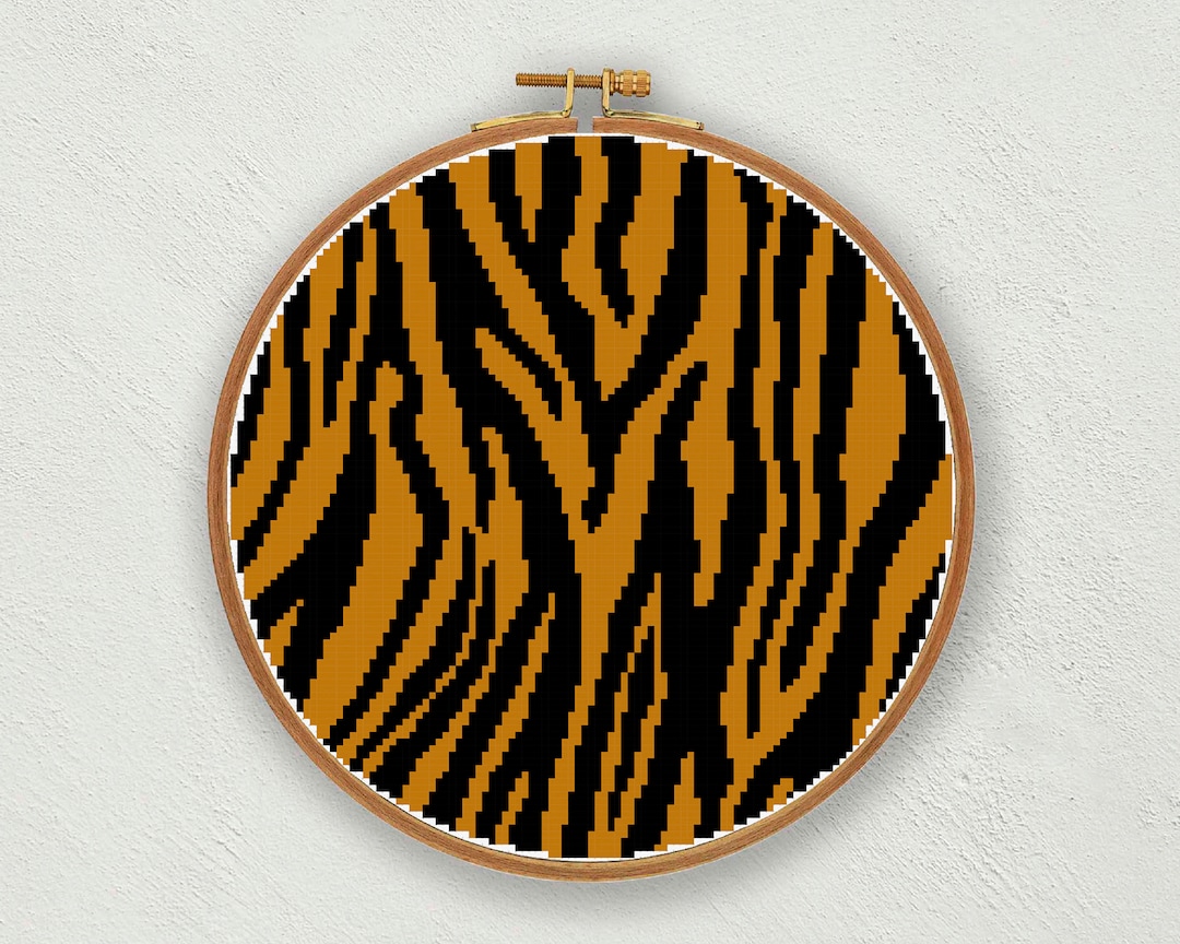 Tiger Stripes Cross Stitch Pattern: Wildlife Embroidery (PDF
