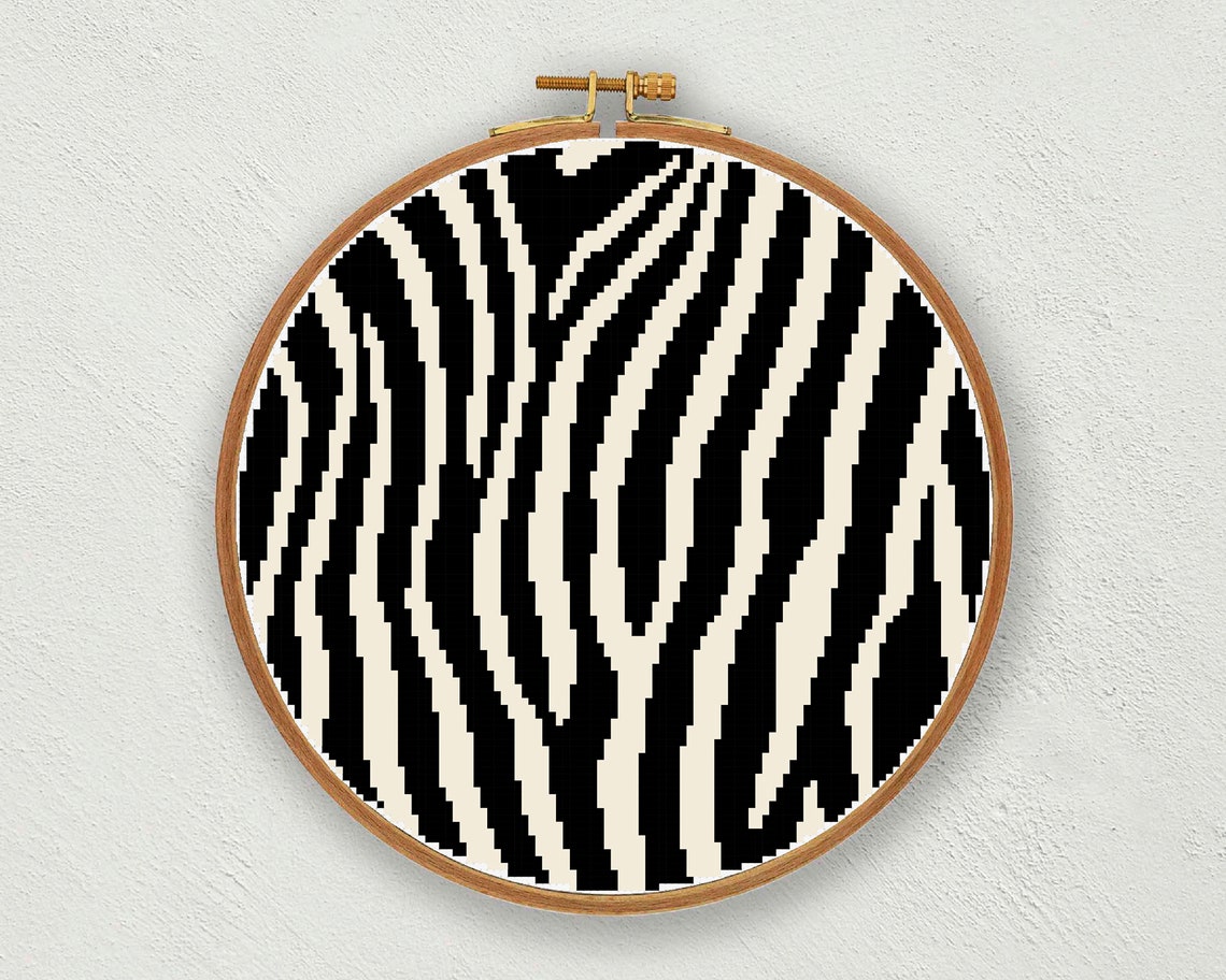 Zebra Print Cross Stitch Pattern Zebra Cross Stitch Animal Etsy