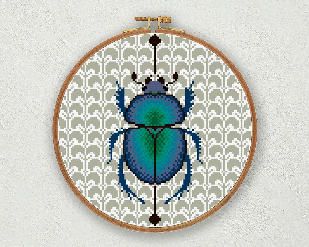 Scarab Beetle Cross Stitch Pattern, Insect Cross Stitch