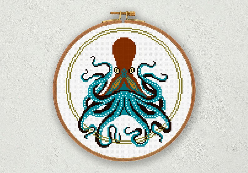 Octopus Cross Stitch Pattern Octopus Embroidery Pdf Chart - Etsy