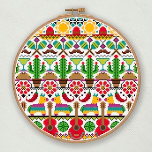Cinco de Mayo Cross Stitch Pattern: Mexican Fiesta Embroidery (PDF Pattern)
